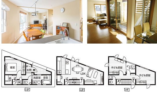 T Wの狭小住宅 間取りのいい家づくり 特集 １ 東京の狭小住宅の間取り 3階建て T W