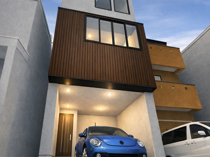 狭小住宅 間取りプラン例:13坪の敷地に星空を眺められる3階建て住宅。